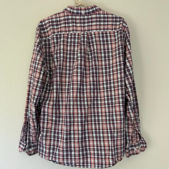 Le Tigre plaid button up collared shirt preppy causal classic multicolor shirt L - Picture 7 of 13